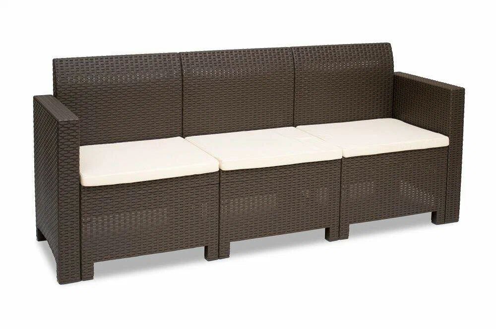 Диван 3-х местный B:rattan NEBRASKA SOFA 3 Венге/Бежевый