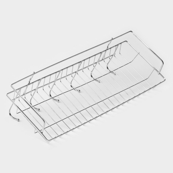 Доляна Полка бытовая с крючками Доляна, 42x16x16 см, цвет хром