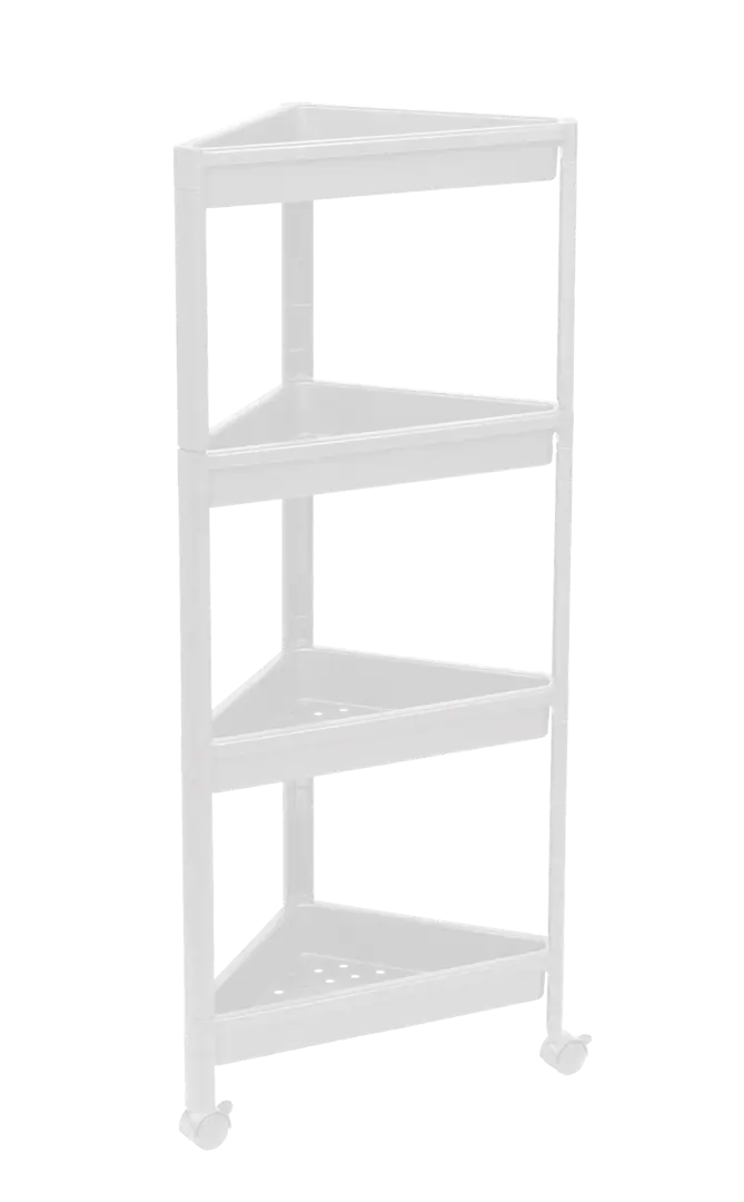 Этажерка для ванной комнаты угловая на колесах Vikea 33x33x105.5 см цвет белый