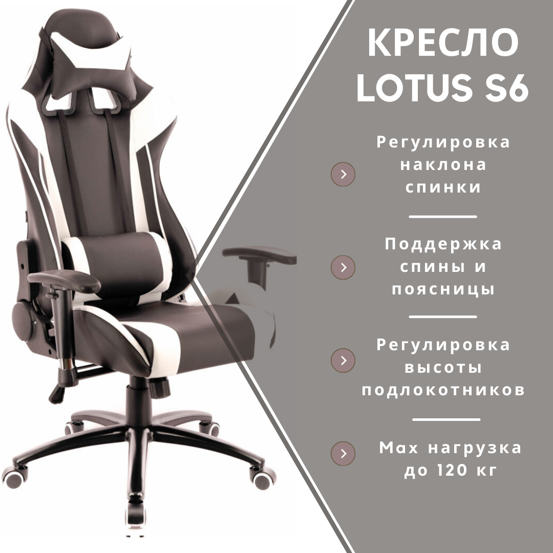 Игровое кресло Everprof Lotus S6 (Black/White