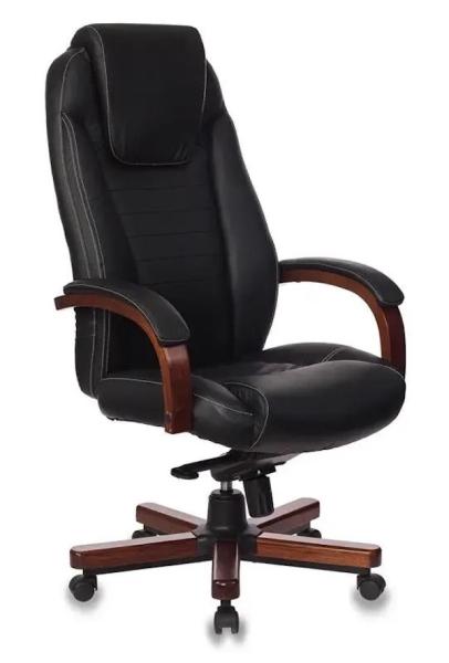 Кресло руководителя Бюрократ T-9923WALNUT, на колесиках, кожа, черный t-9923walnut/black