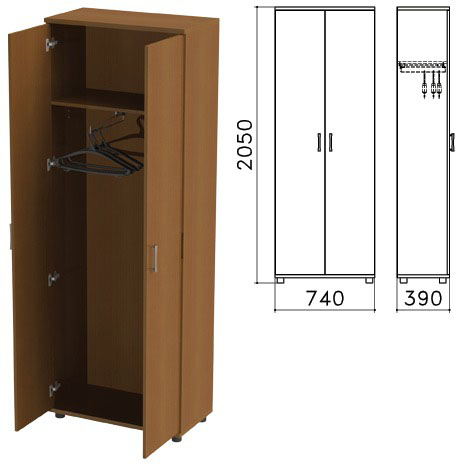 Монолит Шкаф для одежды Монолит, 740х390х2050 мм, цвет орех гварнери, ШМ49.