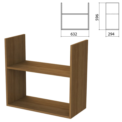 Полка навесная настенная Бюджет, 632х294х596 мм, орех французский, 402668-19