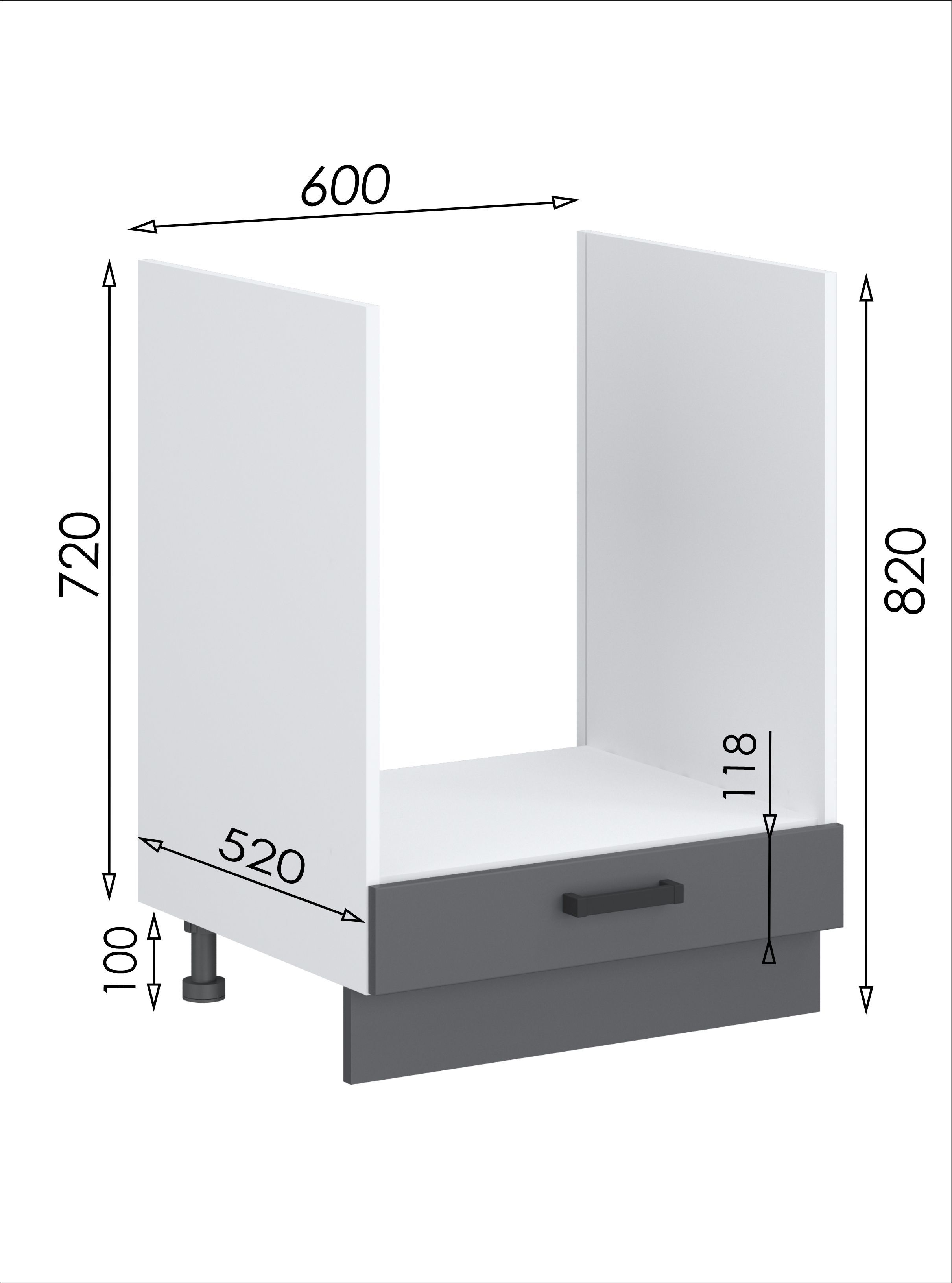 Шкаф напольный 10 МФ 1+1 (600х500х820, 1 ящ., графит