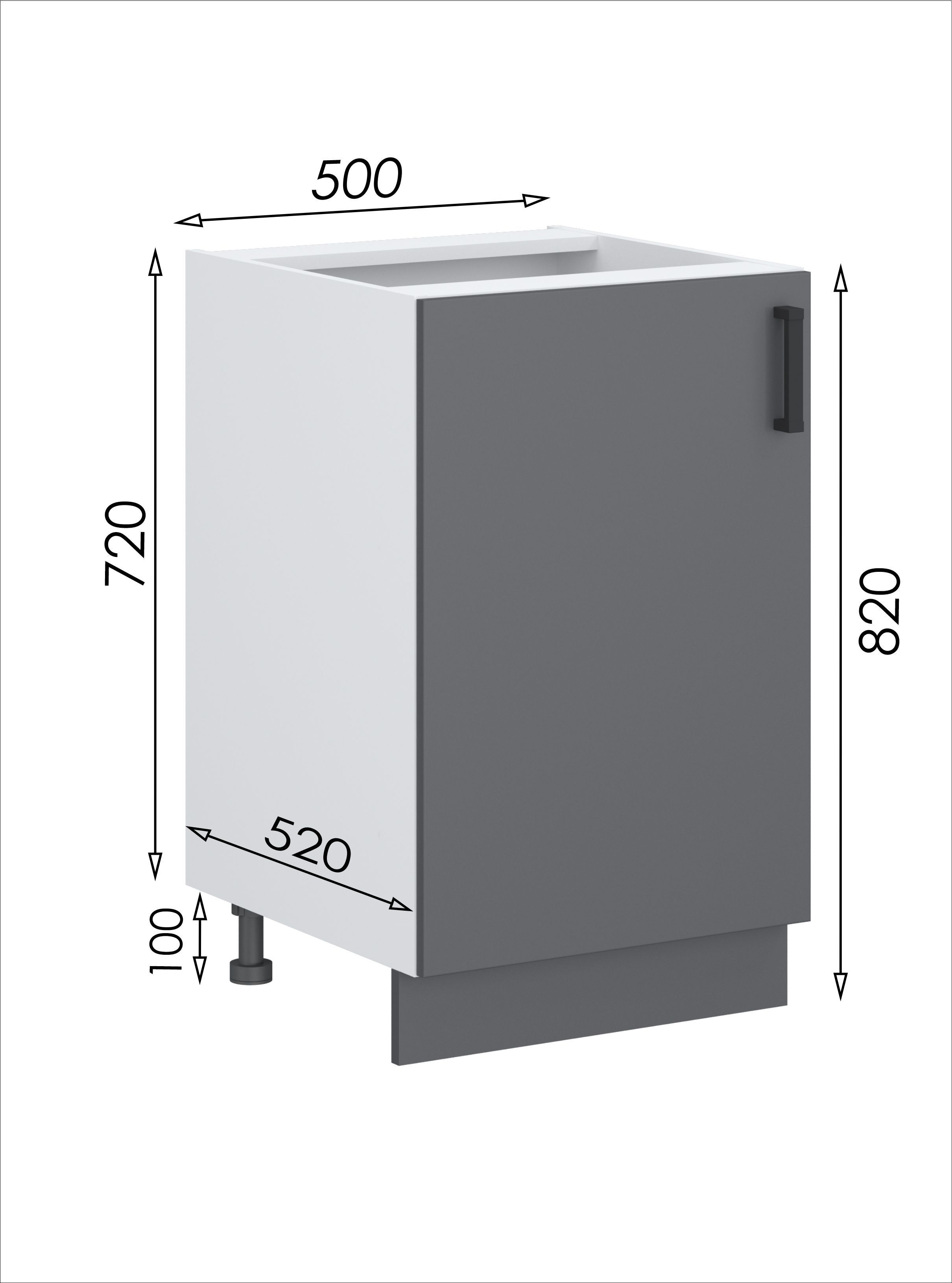 Шкаф напольный 12 МФ 1+1 (500х516х820, графит