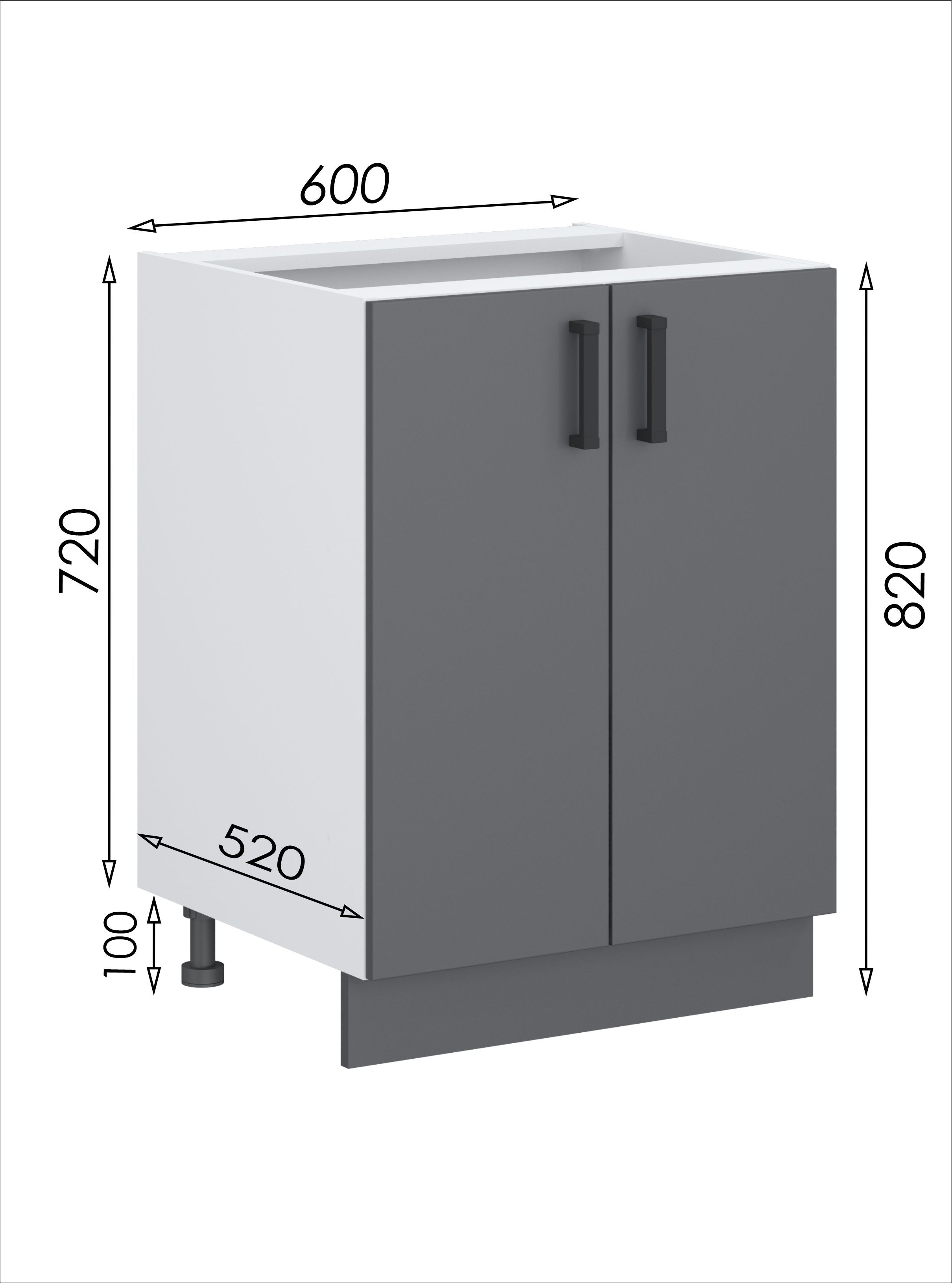 Шкаф напольный 15 МФ 1+1 (600х516х820, графит