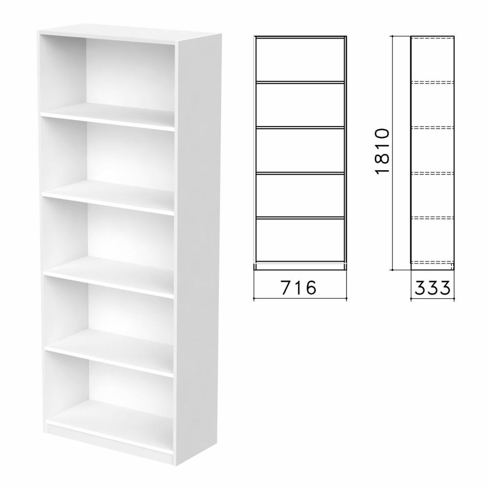 Шкаф (стеллаж) Бюджет, 716х333х1810 мм, 4 полки, белый, 402651-29