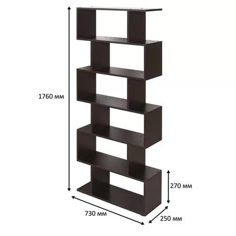Стеллаж BRABIX Scandi SH-008, 730х250х1760 мм, 6 секций, ЛДСП, венге, 641899, ЦБ013658-3