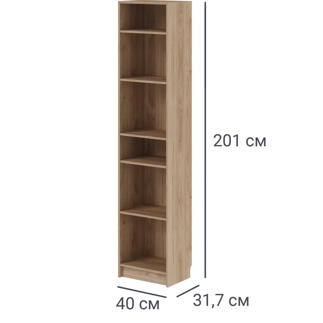 Стеллаж Буккер 40 6 полок 40x201x31.7 см ЛДСП цвет дуб Гикори Джексон