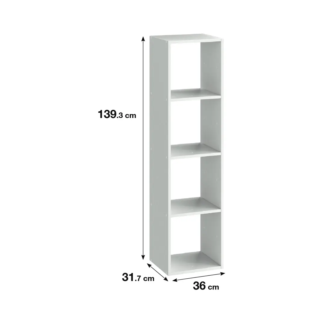 Стеллаж Spaceo KUB 4 секции 36x139x31.5 см ЛДСП цвет белый