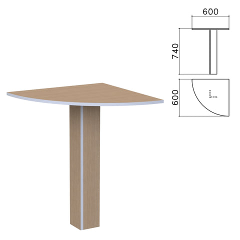 Стол приставной угловой Бюджет, 600х600х740 мм, орех онтарио